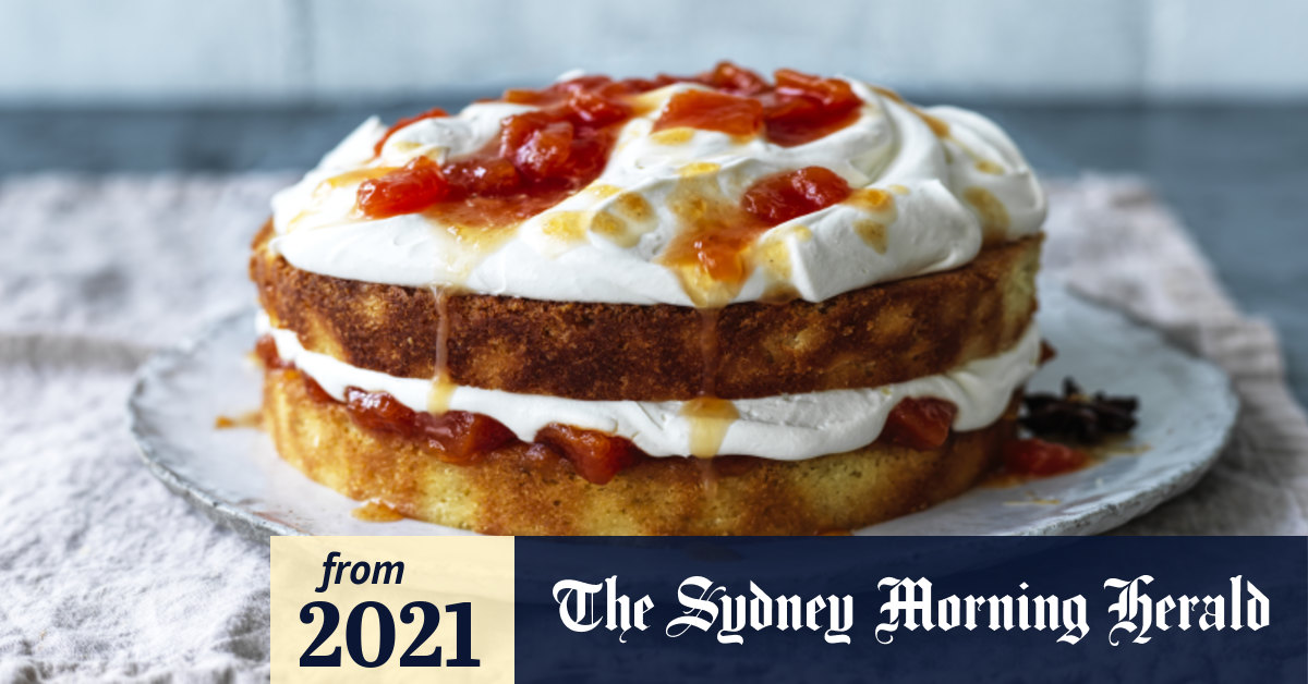 Helen Goh layer cake recipe coconut sponge with lime and papaya compote